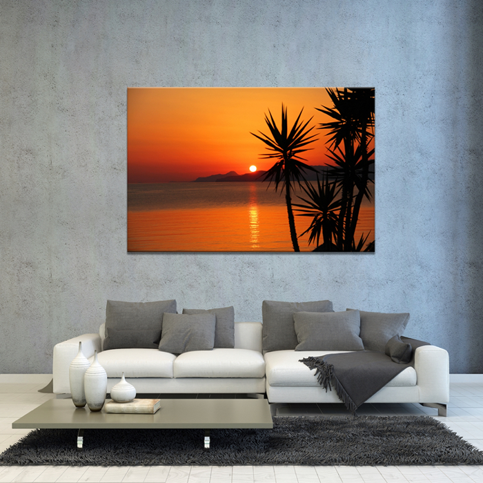 Falikép Tengerpart Nyár Óceán Trópus Tenger Vörös Ég Naplemente Napkelte Színes Égbolt Napnyugta Vászonkép
