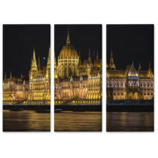 Falikép Parlament Magyarország Budapest Este Éjszaka Többrészes Vászonkép (3 Részes)