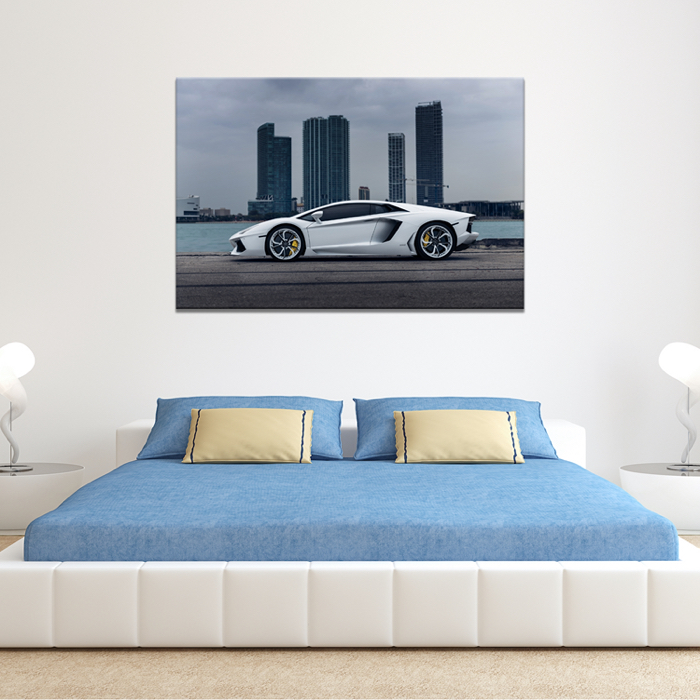 Falikép Fehér Sportkocsi Lamborghini Autó Vászonkép