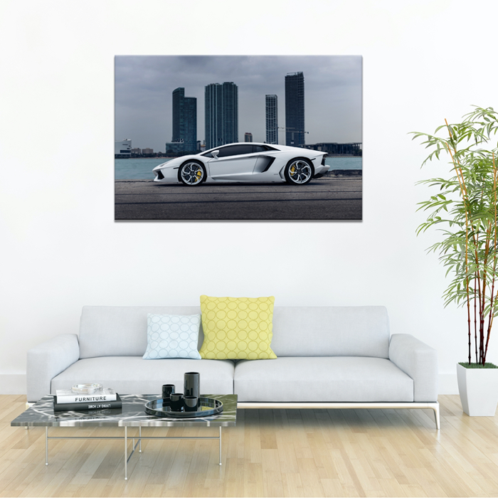 Falikép Fehér Sportkocsi Lamborghini Autó Vászonkép