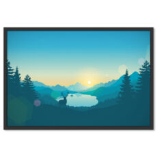 Szarvas Hegyek Grafika Illusztráció Poszter