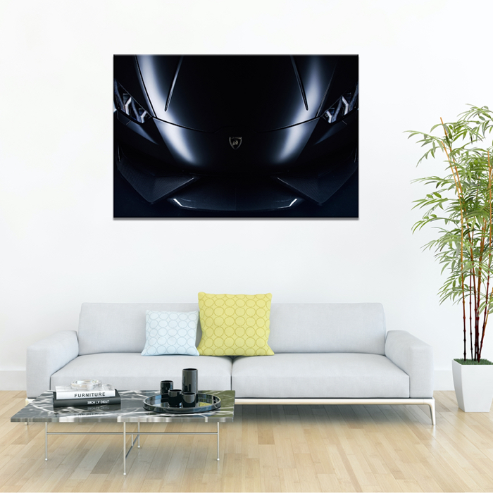 Falikép Lamborghini Autó Sportkocsi Fekete Lambo Logó Vászonkép