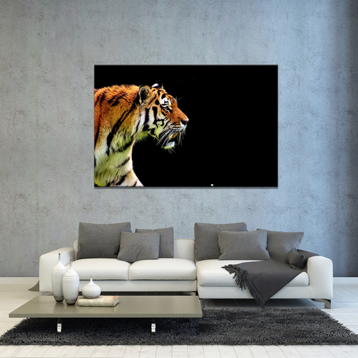 Falikép Tigris Fekete Háttér Vászonkép