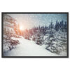 Falikép Fenyők Hópelyhek Havazás Természetben Napsugár Fenyves Vászonkép