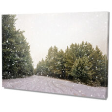 Falikép Örökzöld Fák Erdő Tél Havazás Hó Vászonkép