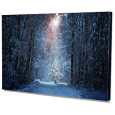 Falikép Havazás Hópelyhek Havas Fák Erdőben Fenyők Télen Vászonkép
