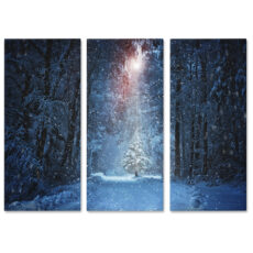 Falikép Havazás Hópelyhek Havas Fák Erdőben Fenyők Télen Többrészes Vászonkép (3 Részes)
