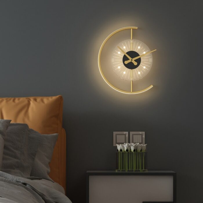 Világító Falióra, Modern Dekor Falióra és Fali lámpa, LED, 41x20 cm