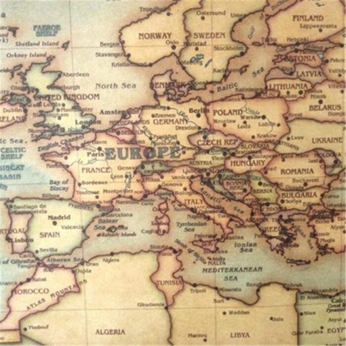 Vintage világtérkép falmatrica, 100x50 cm
