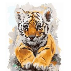 Tigris kölyök Kifestő Vászonkép, Színező Falikép, Állatos, Ecset + Festék